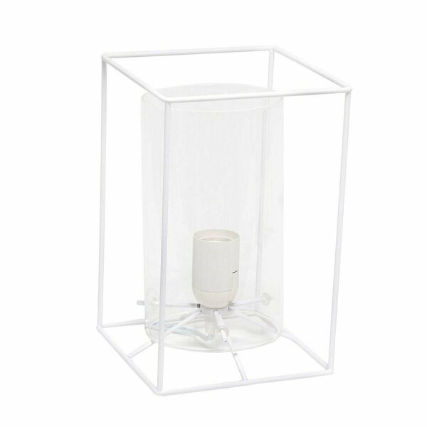 Elegant Garden Design Elegant Designs Small Exposed Glass and Metal  Table Lamp, White/Clear LT2069-WHT